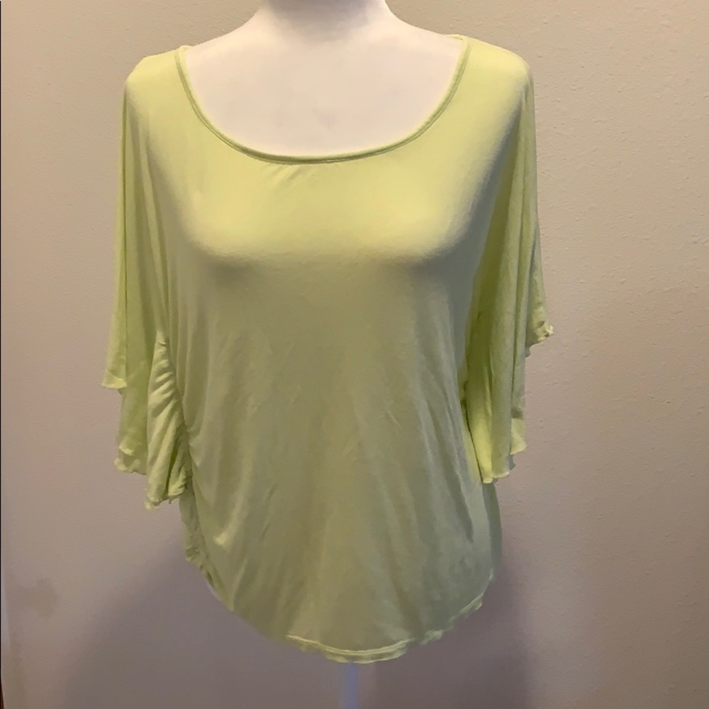 NY&Co. Sheer yellow top with ruching. Size M.​​​​​​​​​​​​​​​